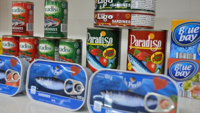 Products displayed at a BIMP-EAGA trade fair include halal-certified sardines from the Philippines.