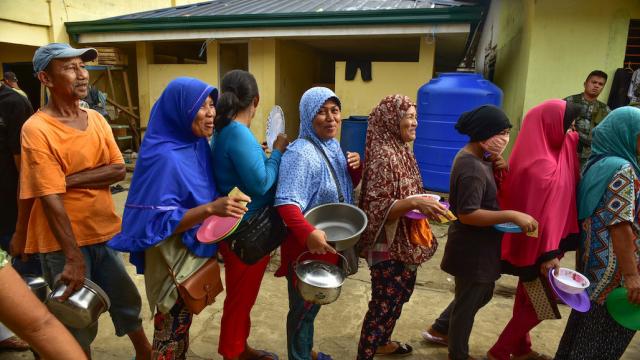 Women lining up for food relief in Sulu, Mindanao.